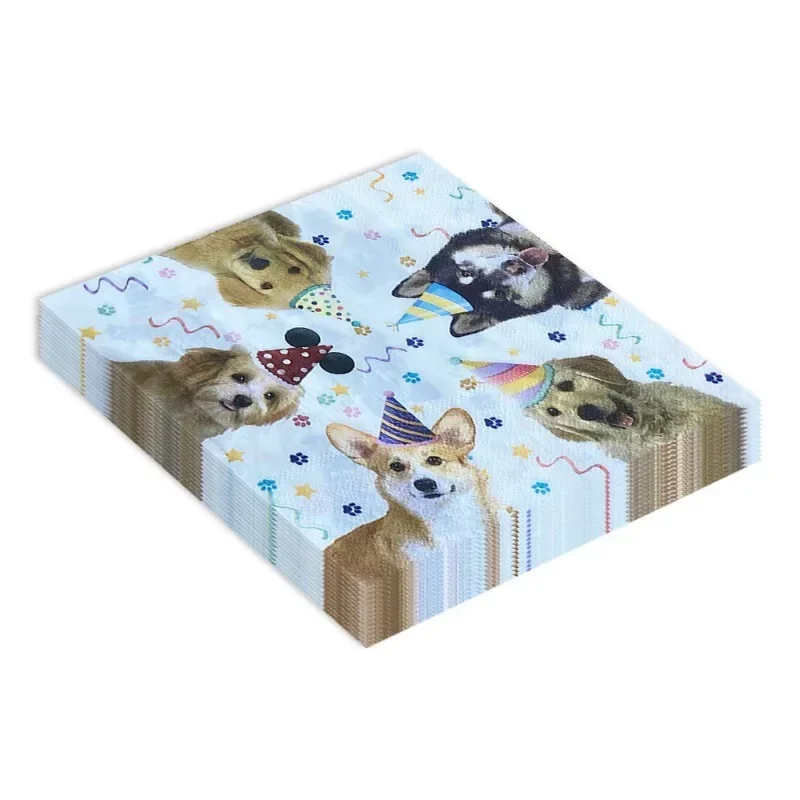 Pet Dog Printed Paper Napkins 10/20pcs 33*33cm 2-Ply Children's Pet Themed Party Napkins Decorative Paper Placemats