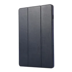 Elegant PU Leather Trifold Stand Case with Pen Holder for Tablet - Soft Back Cover 11.2'' (Dark blue)