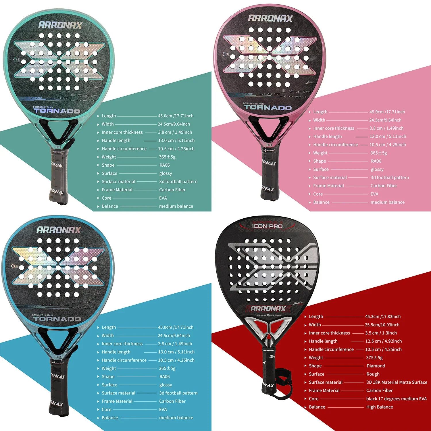 Padel Tennis Racquets Carbon Fiber EVA Memory Flex Foam Core Lightweight