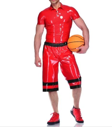 fetish-latex-rubber-uniform-men-rotes-shirt-and-black-red-shorts-suit-04mm-size-s-xxl