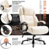 400lbs Office Chair AdjustableLumbarSupport HeavyDutyMetalBaseQuietRubberWheelsHighBack Large ExecutiveComputerDesk Swivel Chair 4