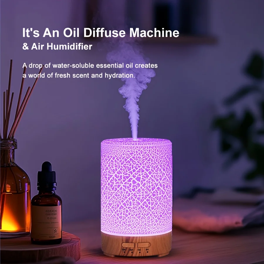 150 ml diffuser voor etherische oliën met crackdesign, USB-voeding, 7 kleuren LED-verlichting, ultrasone luchtbevochtiger voor de woonkamer_voghion.com