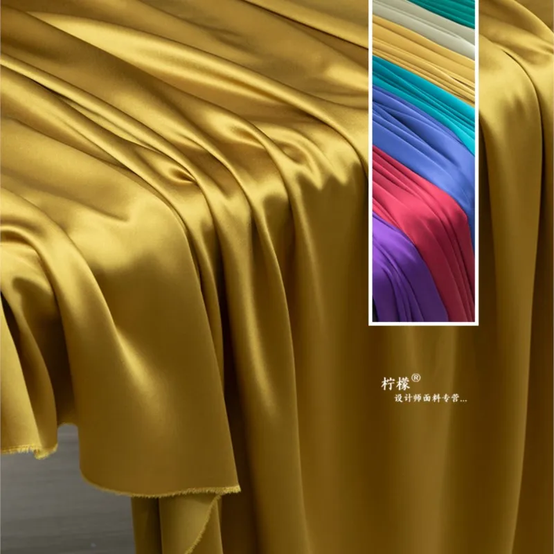 Heavy high-density triacetate fabric satin cheongsam coat skirt small clothing designer