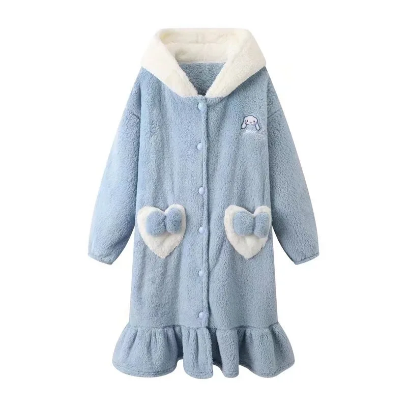 Girls Bathrobes Children Hooded Fashion Winter Fleece Bath Robes Towel Velvet Pajamas Gown
