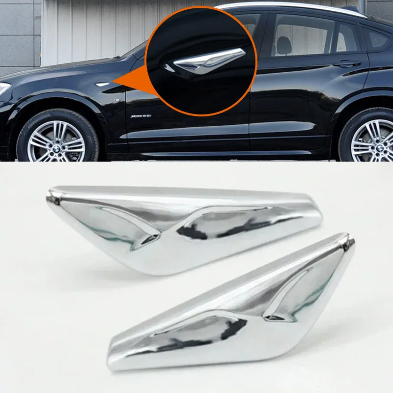 자동차 외관 전면 도어 사이드 리프 플레이트 캡 크롬 트림 장식 스트립 펜더 BMW X3 F25 2009-2017 X4 F26 2013-2018