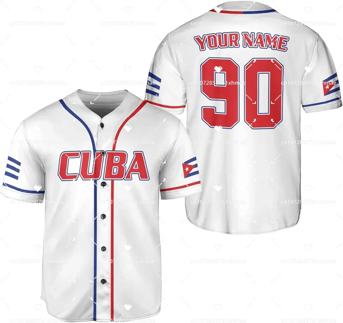 New Cuba Flag Badge Baseball Jersey Men's Womens Casual Short Sleeve Jersey Men's Streetwear Short Sleeve Sports T-shirt 5