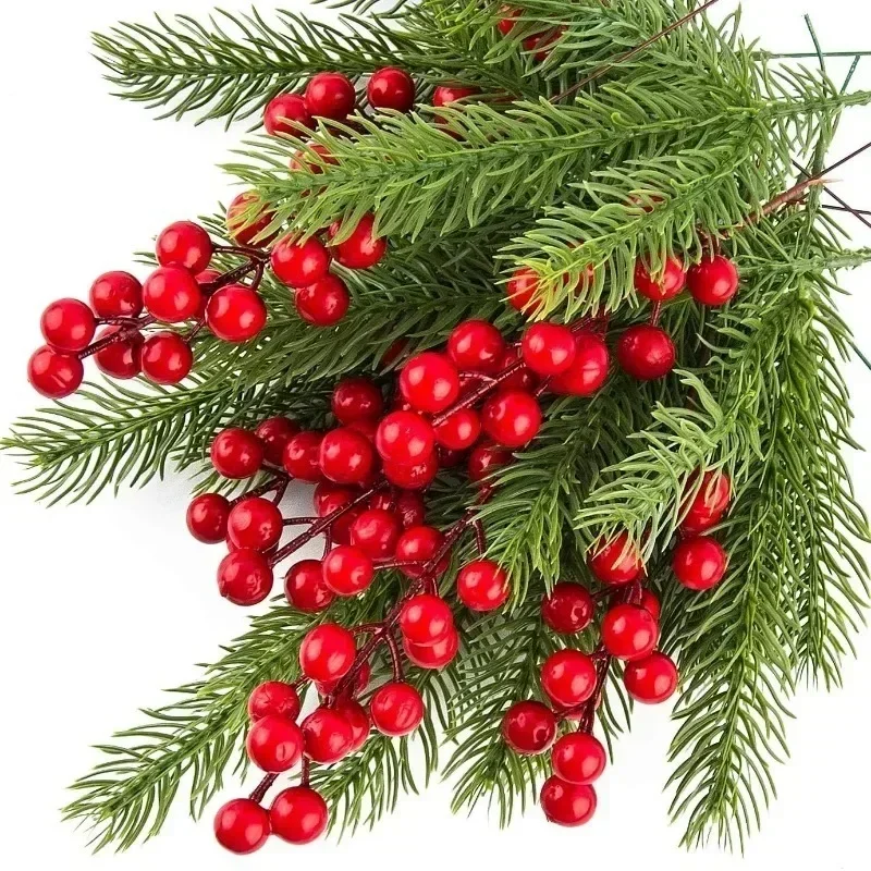 Christmas decorations 10pcs Christmas artificial pine branches red berry branches Christmas tree wreaths gift decorations home accessories
