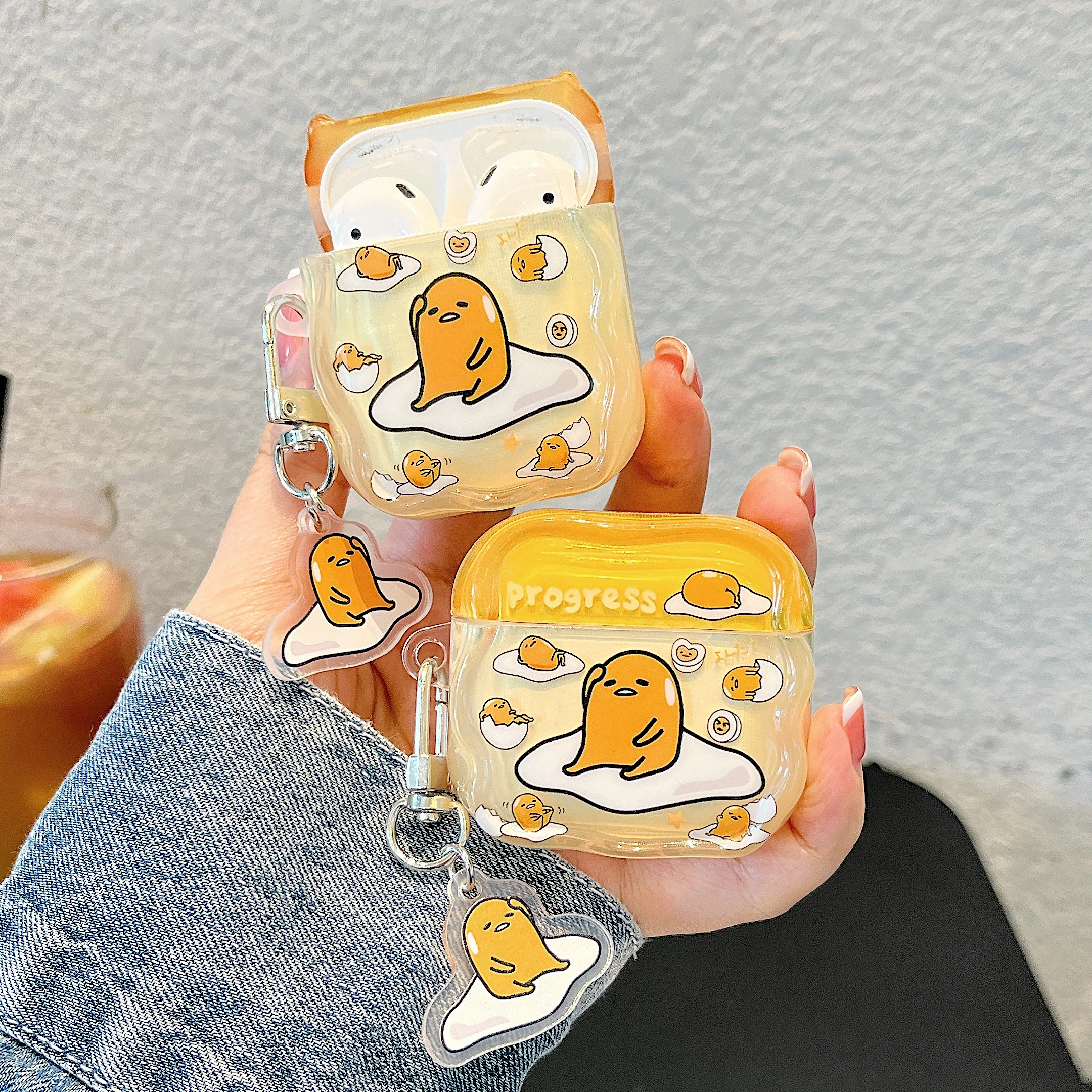Charming Glossy TPU Earphone Case with Pendant - HelloKitty, MySweetPiano & Gudetama Design