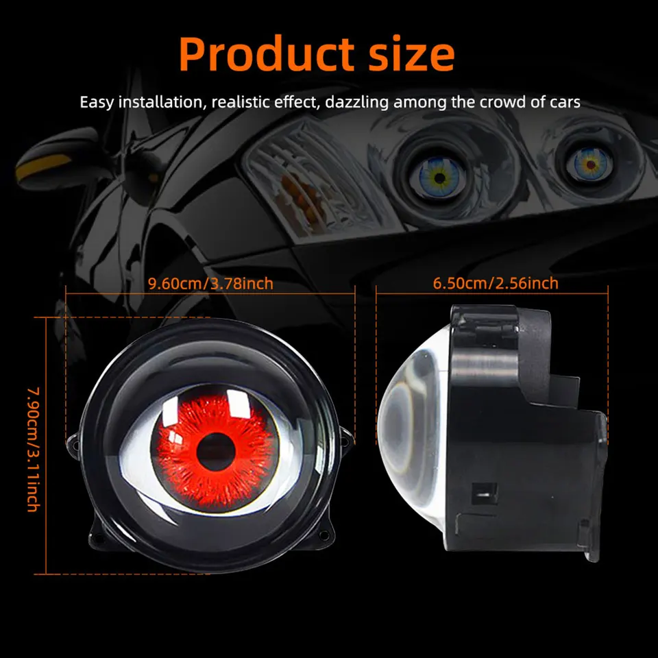 3 Inch Car LED Devil Eyes Demon Evil Eye Lenses 12V 36V For Car