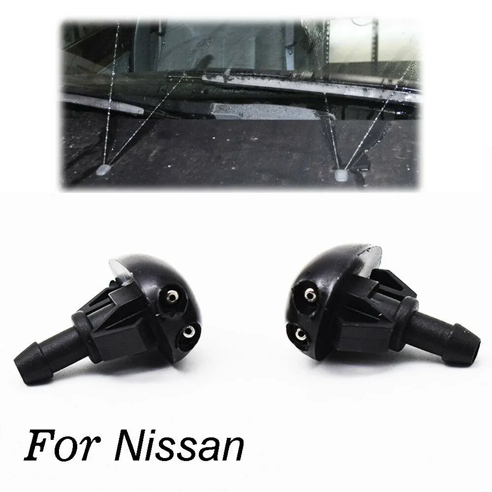Front Wiper Washer Nozzle 2 Pcs Car Front Windshield Washer Nozzle Kits For Nissan Navara D22 D40 Pickup Silvia S14/15 Sprinkler Water Fan Spout Washer