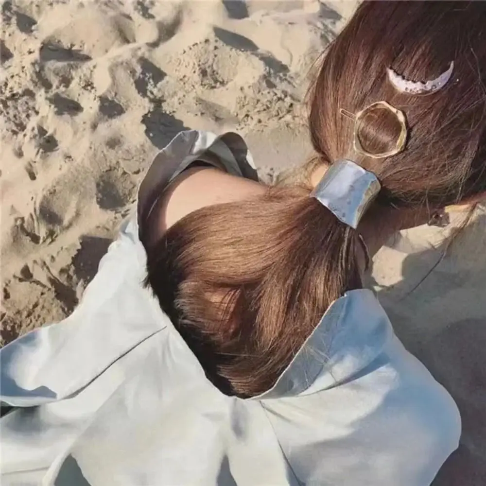 2024 koreanische Metall unregelmäßige konkav-konvexe Lava Einsatz Haarnadel für Frauen Retro hochwertige Pferdes chwanz halter Haarnadel Kopfschmuck – Detail 4