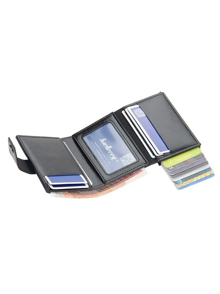 Card Holder Trendy Fashion Metal Aluminum Shell BAELLERRY Auto Spring Card Buckle RFID Card Holder for Men