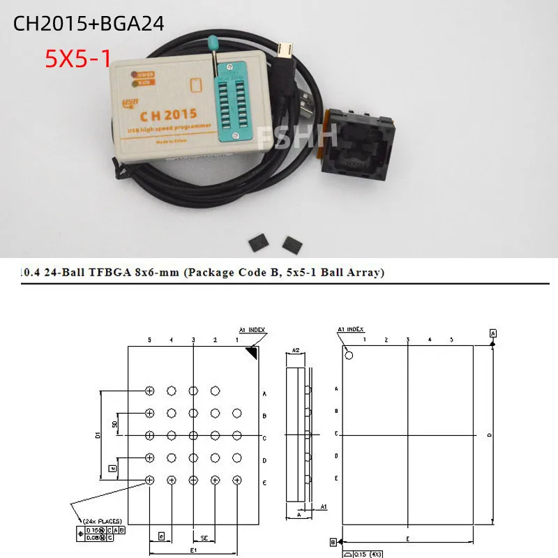 SPI ÷ USB α׷ CH2015 + TFBGA24 to DIP8  BGA24 6X8MM, ÷ 25Q64/25Q128 eeprom/AVR/ ÷ α׷ 