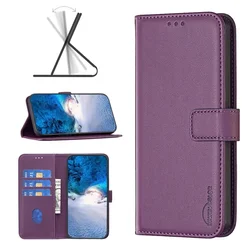 Leather Flip Wallet Phone Case with Magnetic Card Slots and Cover for Galaxy M06 5G (Dark purple)