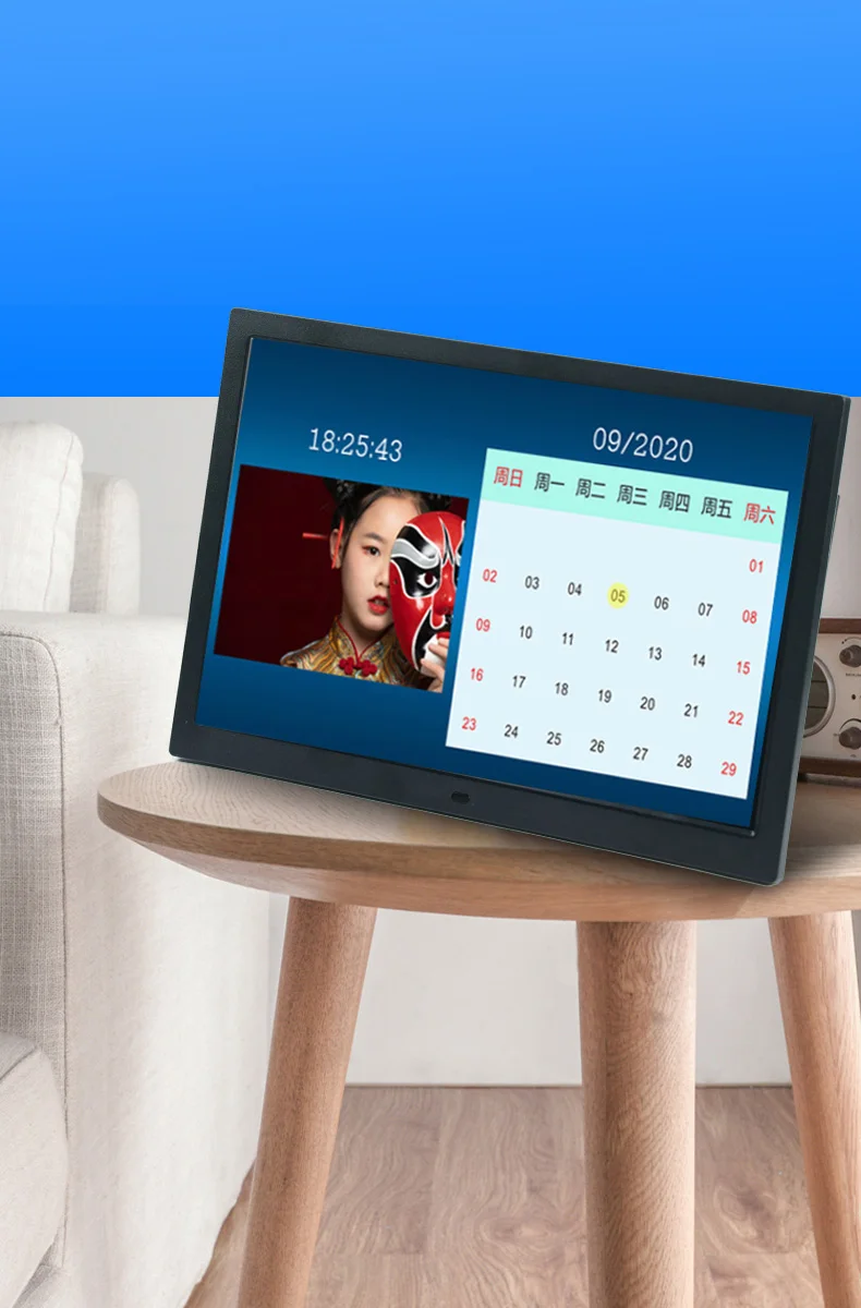 Description Picture 6 of itemHBCBX's latest 15.4-inch 1920 x 1200 digital photo frame supports USB/SD card music, image, video, calendar