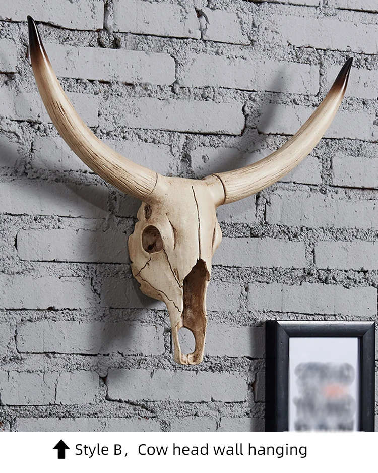 Künstliche Kuh Schädel Schaf Schädel Wand Dekor handgemachte Bauernhaus Dekor Wand Skulptur für Home Bar Restaurant Dekoration – Detail 8