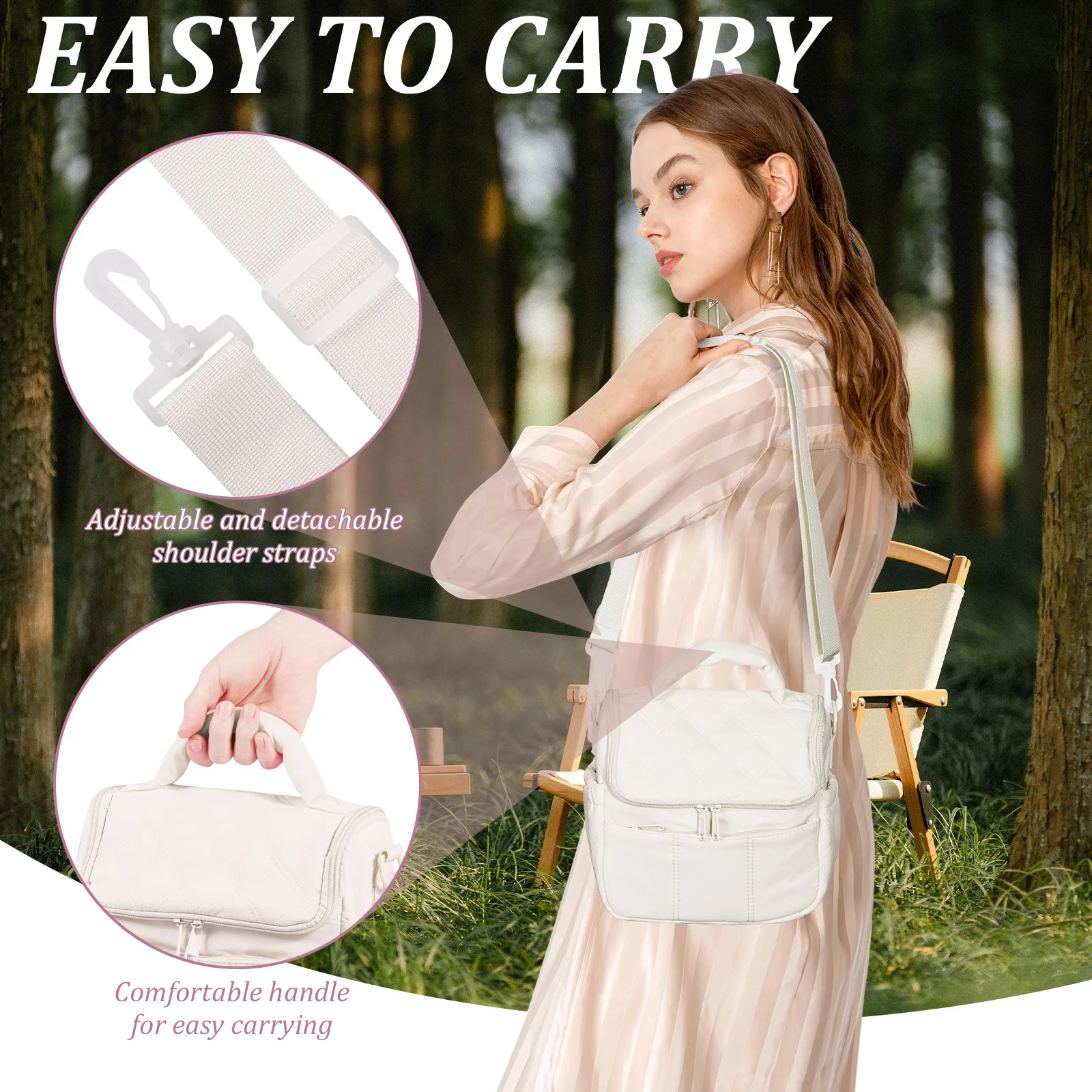 Portable Lunch Bag With Crossbody Strap Insulated Lunch Box Soft Cooler Cooling Tote Lunch Bag for Office Beach School Picnic