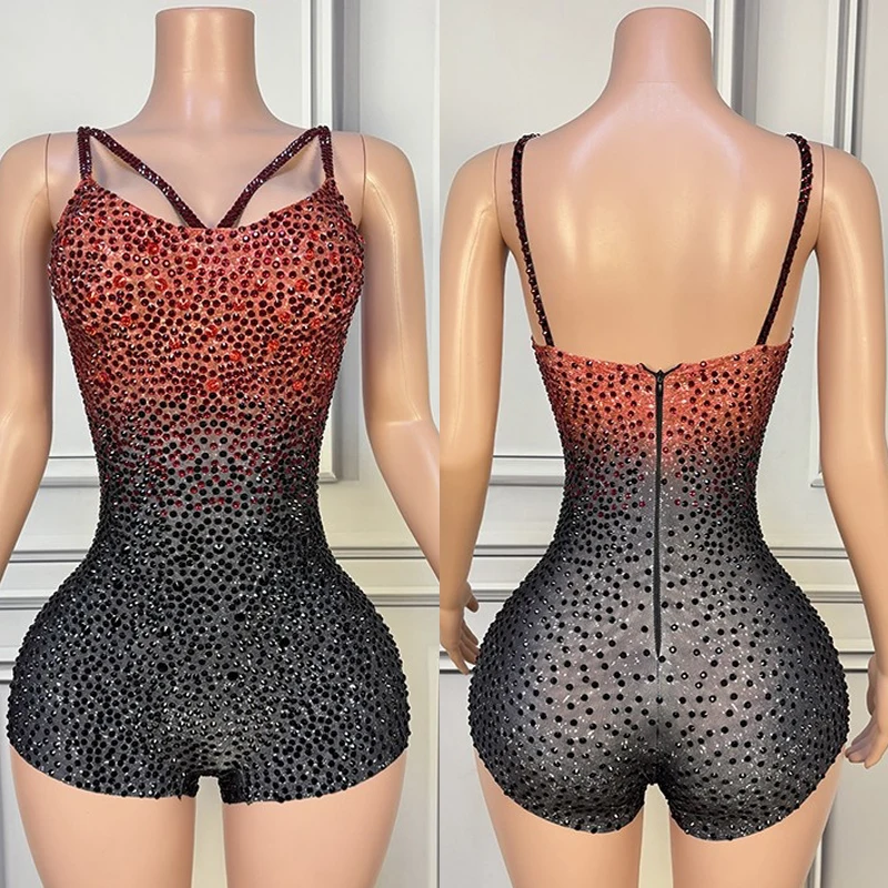 Dancebox Queens Cross-Over Body in Red | Elegant Bodysuit with Long Sleeves & Cross Over Design