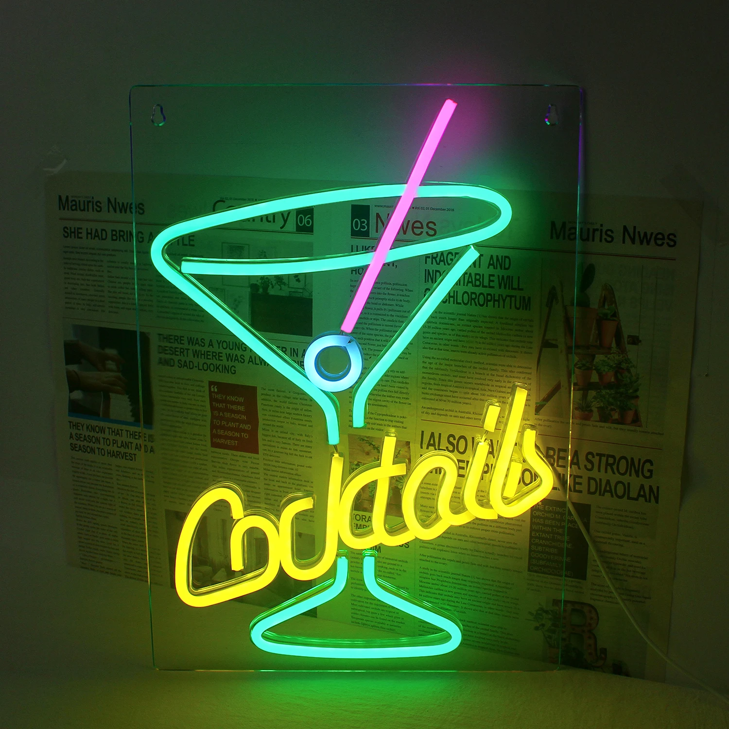 

Зеленые неоновые Коктейльные лампы, стеклянные лампы, неоновые лампы для украшения пивного бара, с регулируемой яркостью, с питанием от USB, для мартини