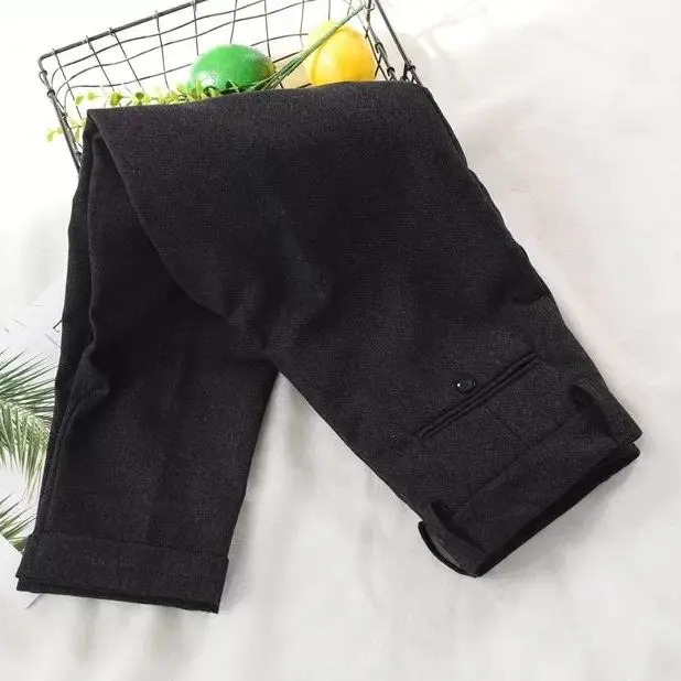 Slim Fit Men's Business Suit Pants Pleat-Front Herringbone Woolen Trousers For Men Dress Pants For Wedding Party Groomsman Suit 5