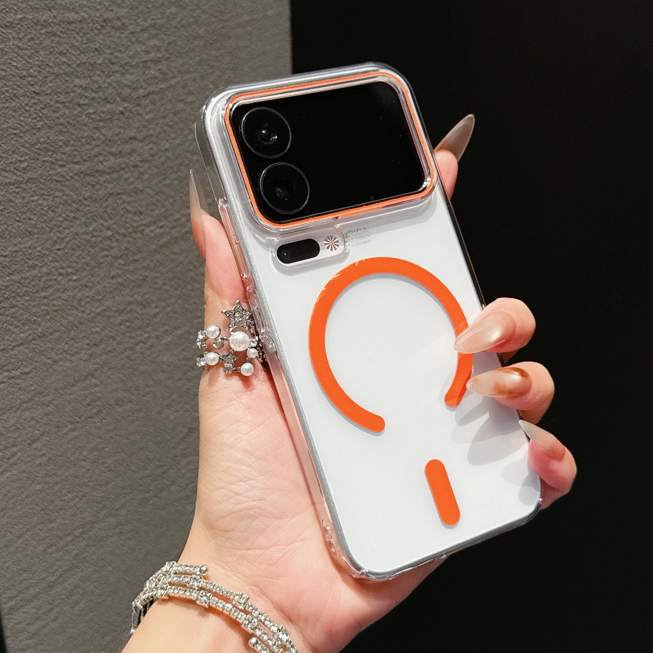 Crystal Clear Hard PC Candy Magnetic Phone Case for Wireless Charging - Ultra Slim Cover