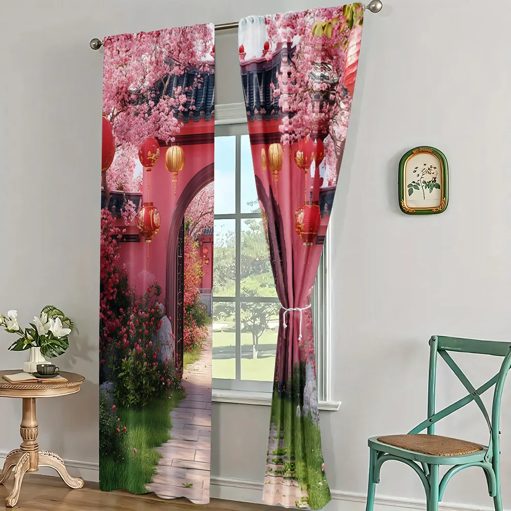 2pc,  Window Drapes Garden6 Polyester,Without Electricity Birthday Party Suitable for Holiday Decorations 3