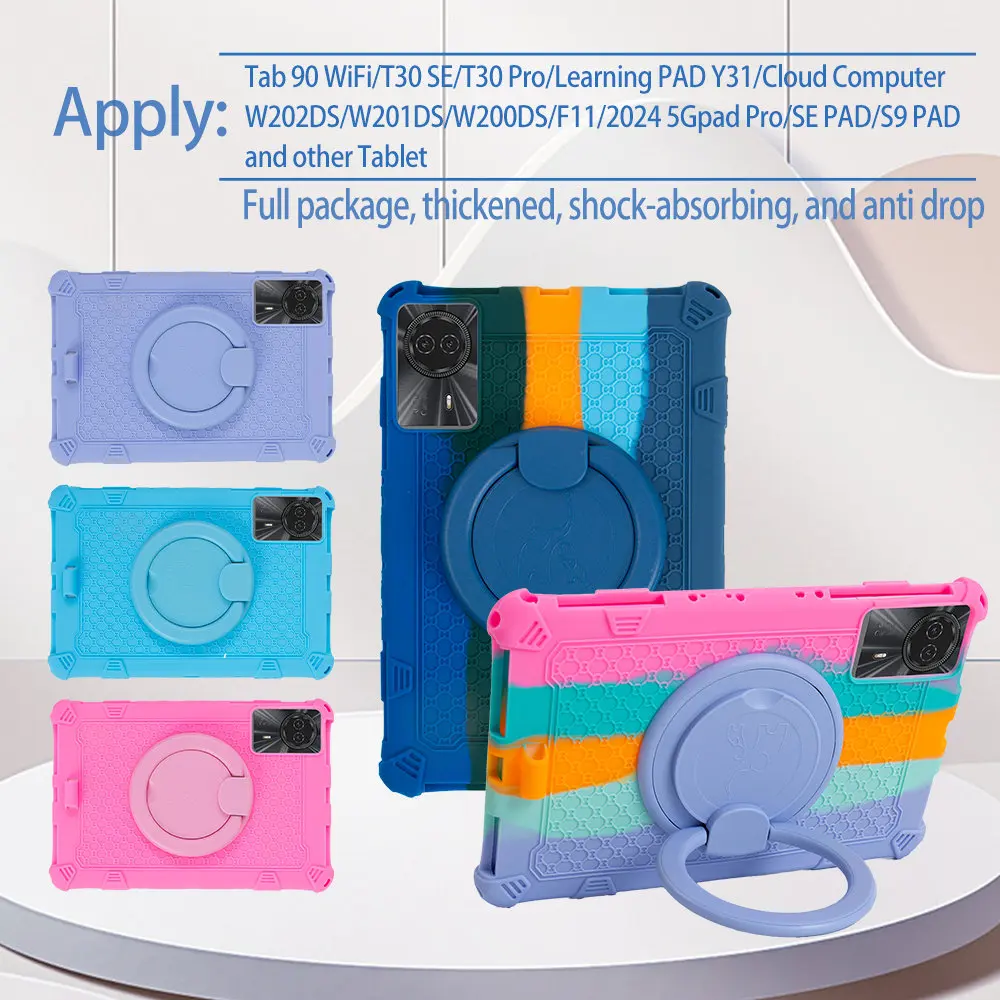 Soft Bubble Rotating Stand Shockproof Kids Tablet Case,