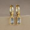 87244-523644.jpg Boucles d'oreilles carrées suspendues en acier inoxydable, 2 pièces, pierre d'anniversaire de décembre, chaîne en zircone cubique, fleur, bijoux de perçage