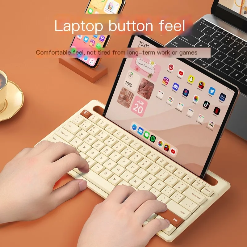 Bow-wireless Bluetooth Multi-device Keyboard 79 Teclas Slot para Suporte de Telefone para Ipad Windows Mac os Ios Android - Imagem 2