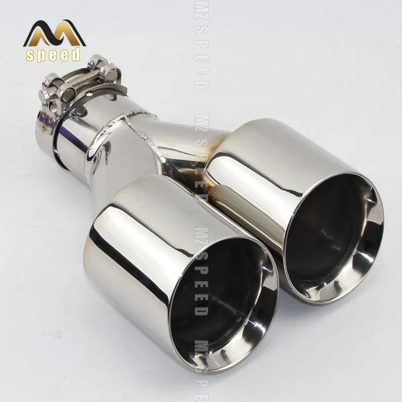 

Car Accessories stainless steel and bright face without marked Y-type double outlet straight edge exhaust pipe tailpipe