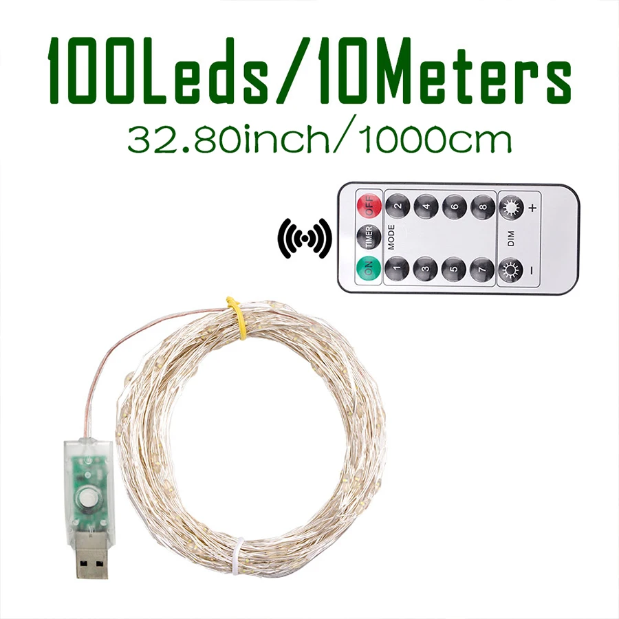 LED 요정 스트링 조명, 화환 야외 정원 파티오 트리 장식, USB 8 가지 모드 조명, 웨딩 파티 선물 장식 램프, 10 m, 20m