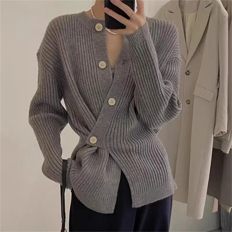 Women Long Sleeve Knitted Sweater Coat Autumn Winter