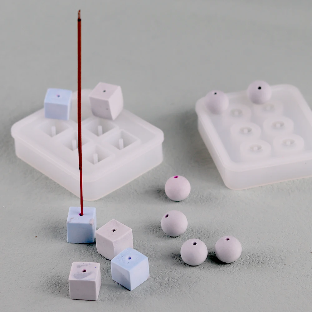 Mini Ball Incense Insert Base Silicone Molds DIY Cement Concrete Aromatherapy Stand Simple Items Square Round Handcraft Tool silicone mold