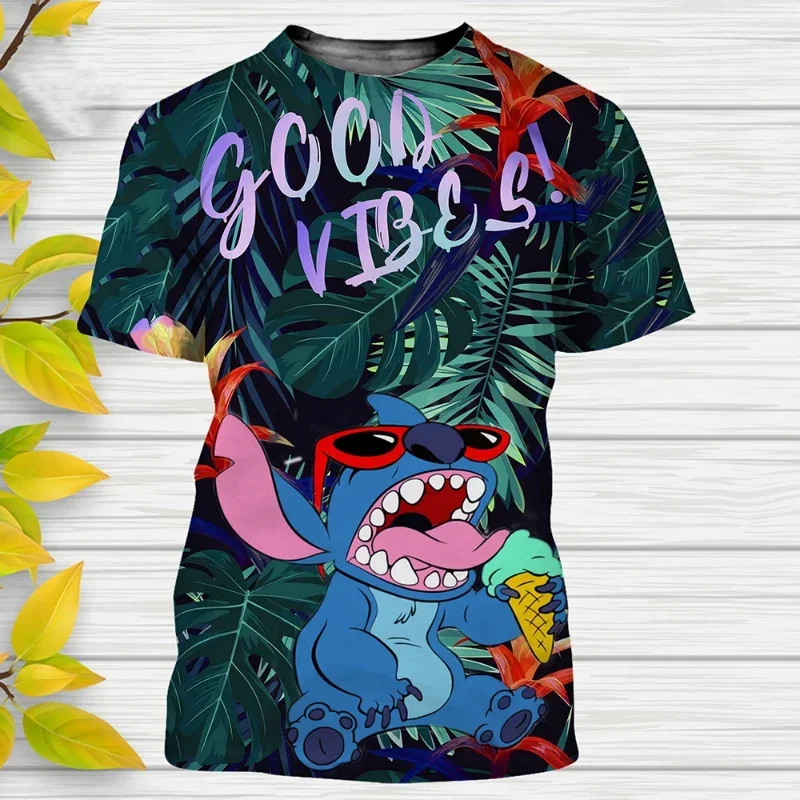2024 Summer Disney Hot Sale Stitch 3d Print T Shirt Children Clothes Cartoons Kids T-shirts Casual Tops Tee 1-14 Years 6