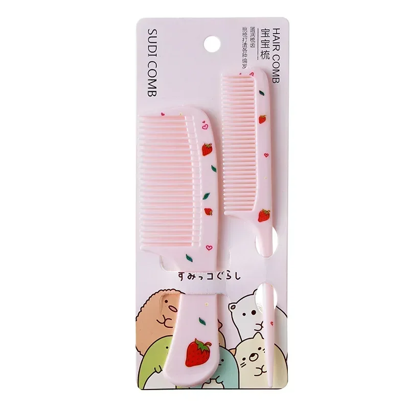2pcs/set Cute Kids Hairdressing Comb Anti-static Pointed Tail Comb for Girls Strawberry Fruit  Hair Cmb Kids Hair Comb 6