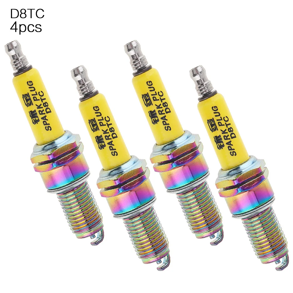 4pcs D8tc Motorcycle Motorbike Iridium Nozzles Spark Plugs With Transparent Plastic Box For Cg