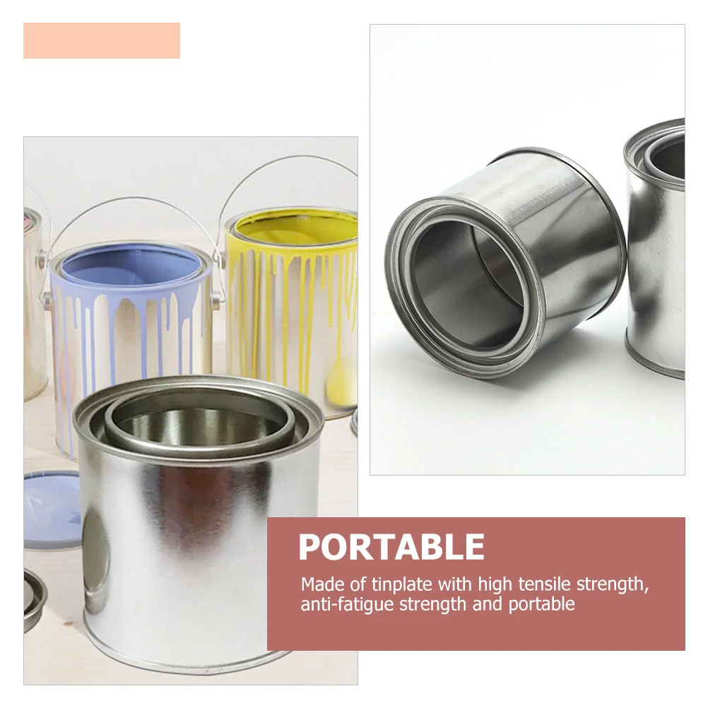 5 Pcs Sealed Jar Metal Paint Can Leftover Storage Containers Tinplate Power Steering Reservoir