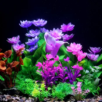 Artificial water plant Flower Set Sight of World Garden Lotus Setting Fish Tank Decor Grass Aquatic Plastic Plants