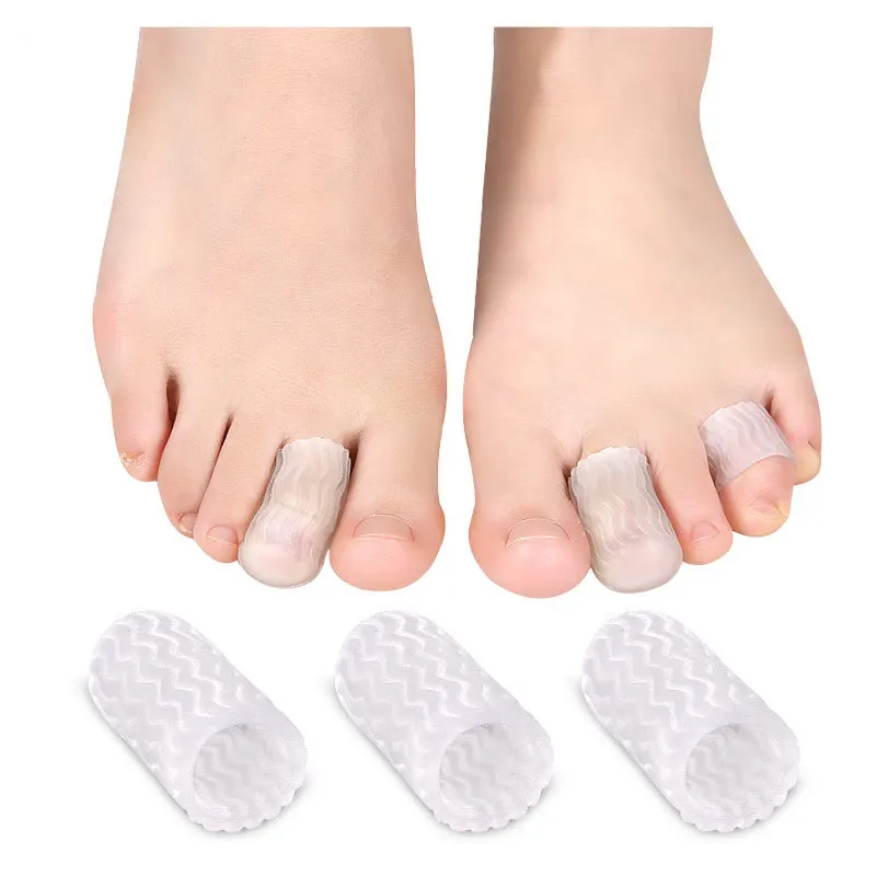 2Pcs Silicone Gel Little Toe Tube Corns Blisters Corrector Pinkie Protector Gel Bunion Toe Finger Protection Sleeve