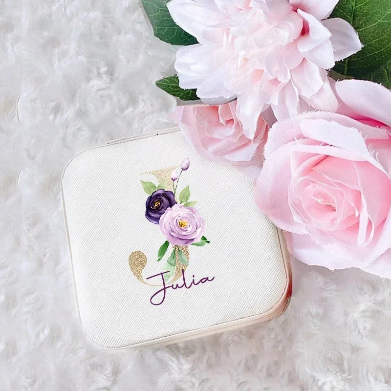 Name Jewelry Box Personalized Travel Jewelry Ring Case Bridesmaid Proposal Wedding Birthday Christmas Bridal Shower Gift jewelry boxes case