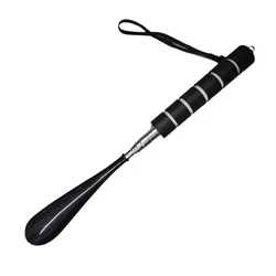 Telescoping Metal Shoehorn with Adjustable Long Handle (Black)