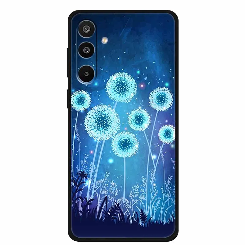Floral Printed Silicone Phone Case - Black TPU Cover
