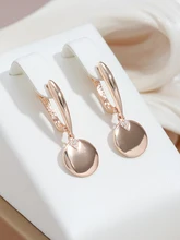  SYOUJYO 585 Rose Gold Color Disc Dangle Earrings For Women Easy Matching Trendy Jewelry Natural Zircon Inlaid 