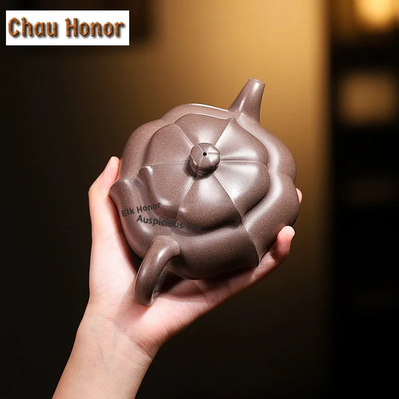 340ml Classic Yixing Purple Clay Teapots Handmade Diamond Flower Pot Raw Ore Graphite Section Mud Kettle Zisha Tea Set Gifts
