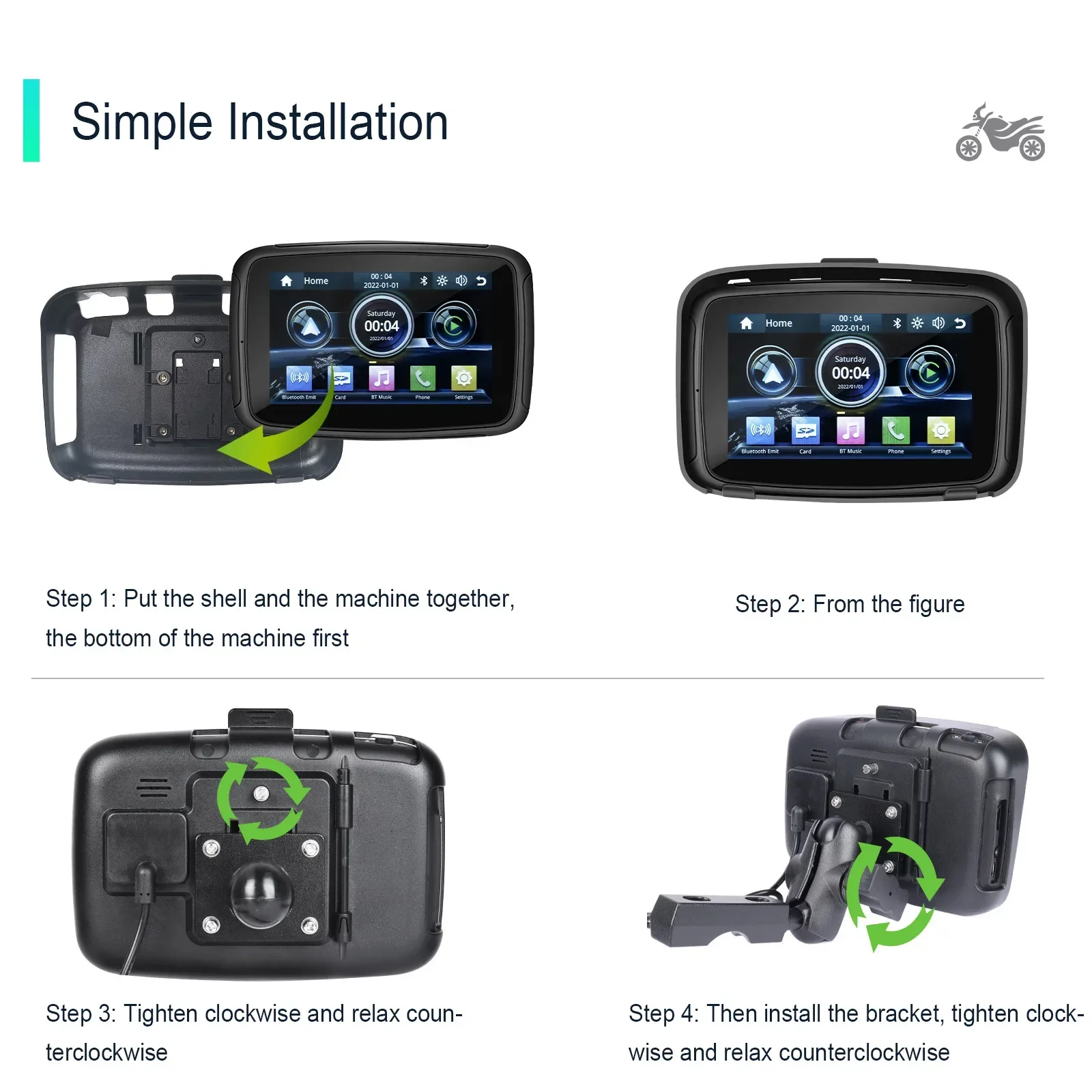 5 Inch Portable Motorcycle Navigation GPS Screen IPX7 Waterproof Navigator Wireless Apple Carplay Android Navigatore Per Moto