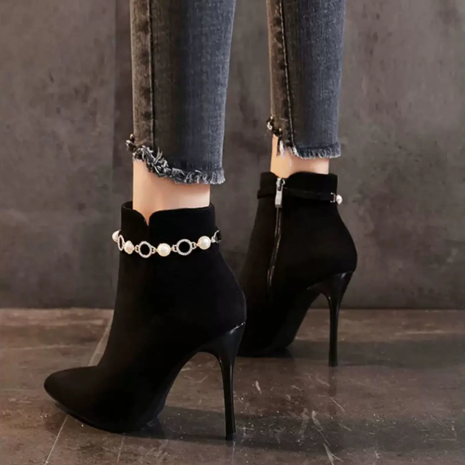 Women's Buckle Belt Block Heel Ankle Boots Comfortable Black - Temu