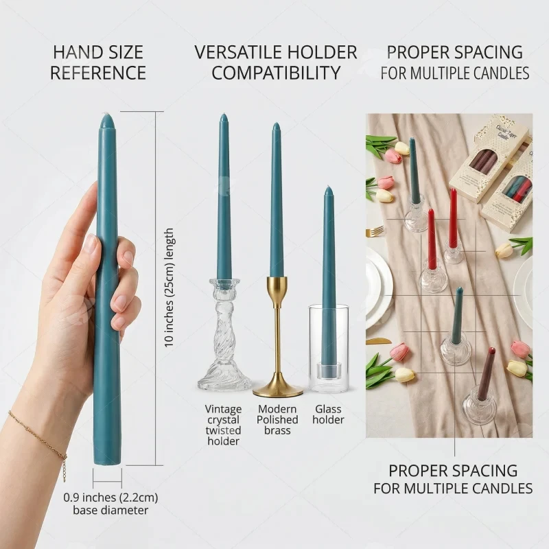Premium Taper Candles - 10" Dripless Long Wax Candles for Wedding & Home Decor S15a91986277f4e12bde33df58610ea1fB
