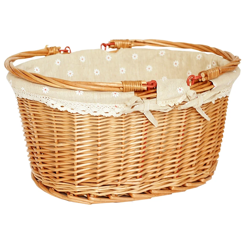 

Storage Basket Rattan Pastoral Storage Basket Bamboo Wicker Fabric Basket Snacks Picnic Basket Fruit Basket Bamboo Basket