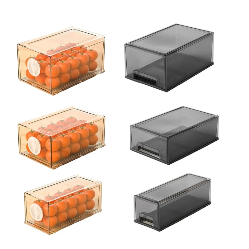 

X6HD Fridge Storage with Covers Clear Refrigerator Drawers for Kitchen Office