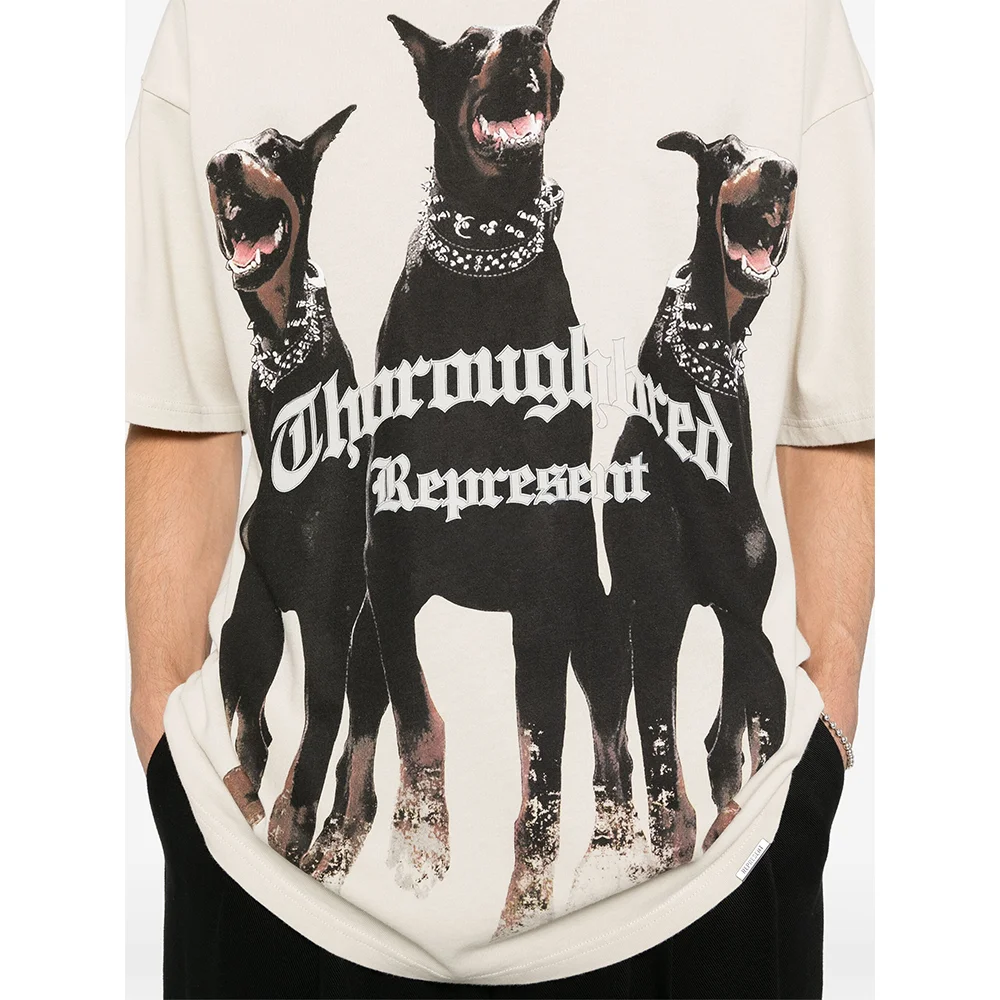 24/25 New Printed T-shirt Fashion Fashion Personalized Short-sleeved T-shirt Essential Street Crewneck Dog Print Thoroughbred